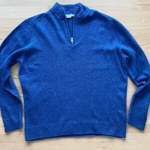Enzo Mantovani 100% wool coastal nautical preppy academia quarter zip sweater L